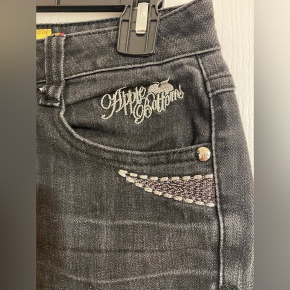 Apple Bottoms Vintage Mini Cut Off Black Jean Denim Shorts Size 14 - Picture 2 of 9
